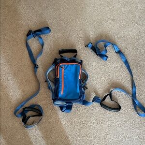 Blue and Orange Kid Ski guiding Backpack with Straps